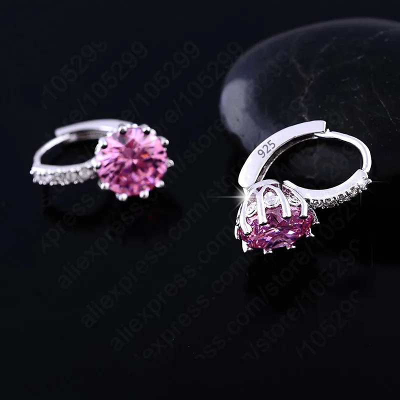 Top Quality Round Crystal Earrings For Women Pure  Silver Wedding Engagement Jewelry Stylish casual brincos Wholesale