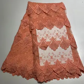 

2019 Milk Tulle African Lace Fabric New Nigerian Embroidered Laces With Stones High Quality French Lace Fabric For Wedding(TS-5