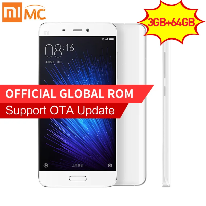 Original Xiaomi Mi5 Prime 3GB RAM 64GB ROM smartphone Mi 5 Snapdragon 820 3000mAh Dual SIM Card 4K Video Mobile Phones