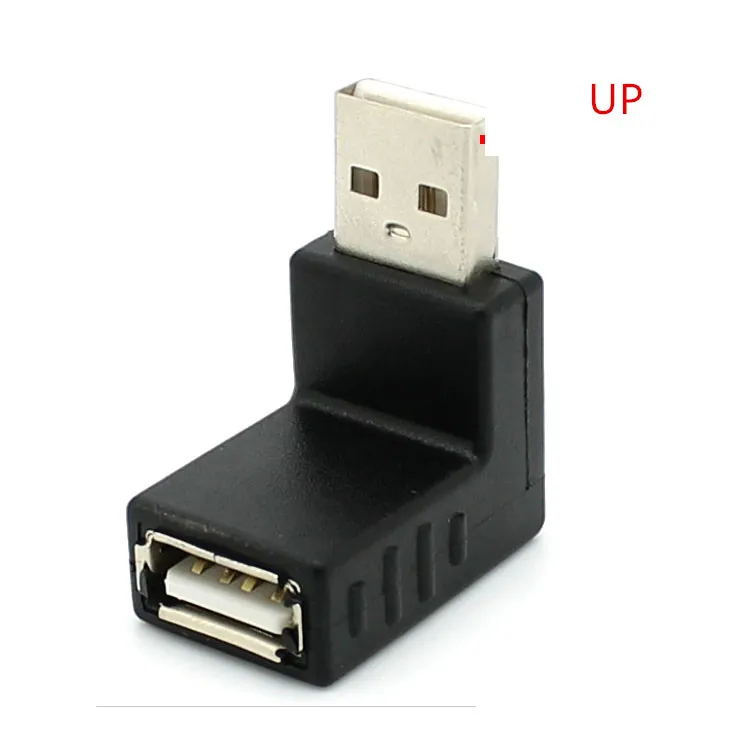 90 degree USB 2.0 A male to female Left and right angled adapter USB 2.0 AM/AF Connector for laptop PC Computer Black AQJG