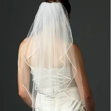 2 T 2 слоя Свадебные вуали со стразами Короткие Свадебные вуали с кристаллами и стразами край