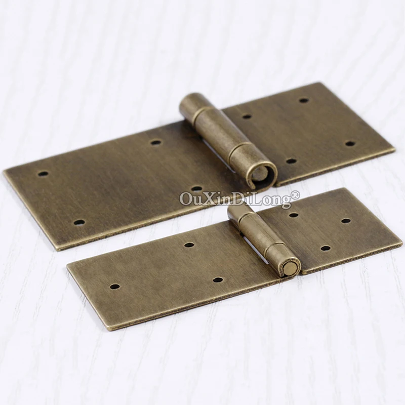 cheap Retro Vintage 10PCS European Antique Brass Furniture Hinges Cupboard Cabinet Wooden Box Freely Hinges with Nails