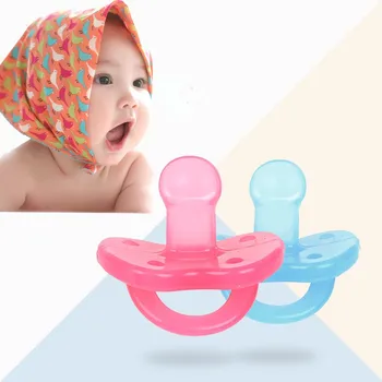 

6-24 Months Newborn Baby Girls Boys Nipples Soft Silicone Pacifiers Feeding Safe Baby Supplies Nipple Teat Pacifier Blue Pink