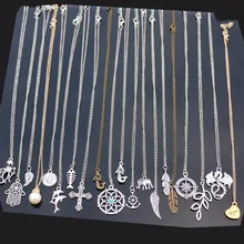 Neue Stile Collares Männer Punk Vintage Kreuz Blatt Fisch Herz Feder Flügel Drachen Kurze Kette Schlüsselbein Halskette Für Frauen Schmuck(China)
