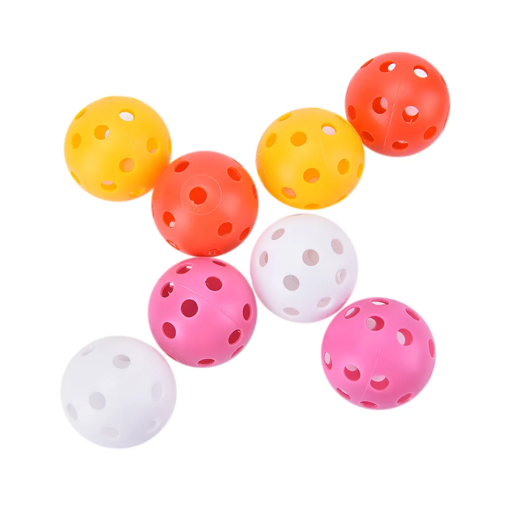 20 шт. Новые Пластиковые Мячи для гольфа с воздушным потоком, полые мячи для гольфа, спортивные мячи разных цветов