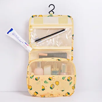 

Multifunction Portable Cosmetic Bag Lemon Printing Wast Storage Travel Makeup Pouch Woman Make Up Bags Organizer Kit Beauty Case