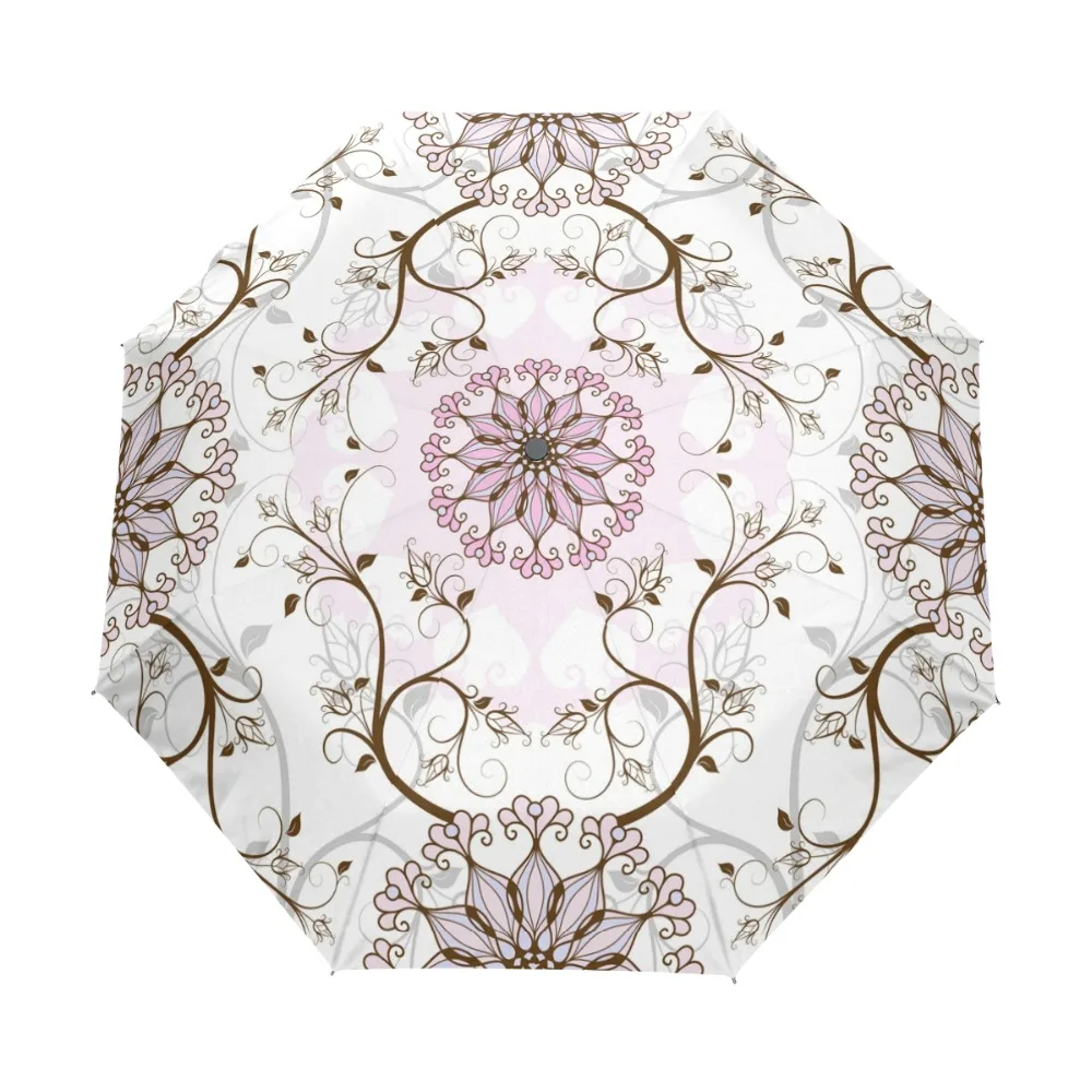 3 Folding Fashion Automatic Umbrella Floral Flower Umbrellas/ Anti UV