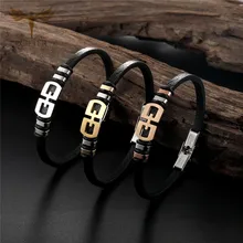 Новые трендовые черные браслеты из настоящей кожи для мужчин и женщин модные браслеты из нержавеющей стали с двойной безопасной застежкой