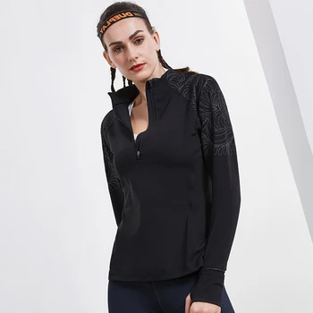 

Women's Sports Clothing Fitness Nylon Clothing Long Sleeve Slim Zipper Standing Collar Quick Dry Training Running Shirt