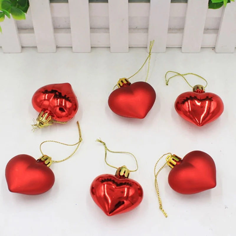Натальные 6 шт./упак. сердце Рождество подвесные шары Рождественская елка украшения XMAS вечерние украшения рождественские украшения для дома - Цвет: Red