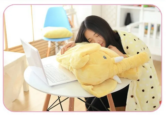 

60cm Elephant and blankets Toy Kids Sleeping Back Cushion Nap blanket Elephant Doll Baby DollHoliday Gift