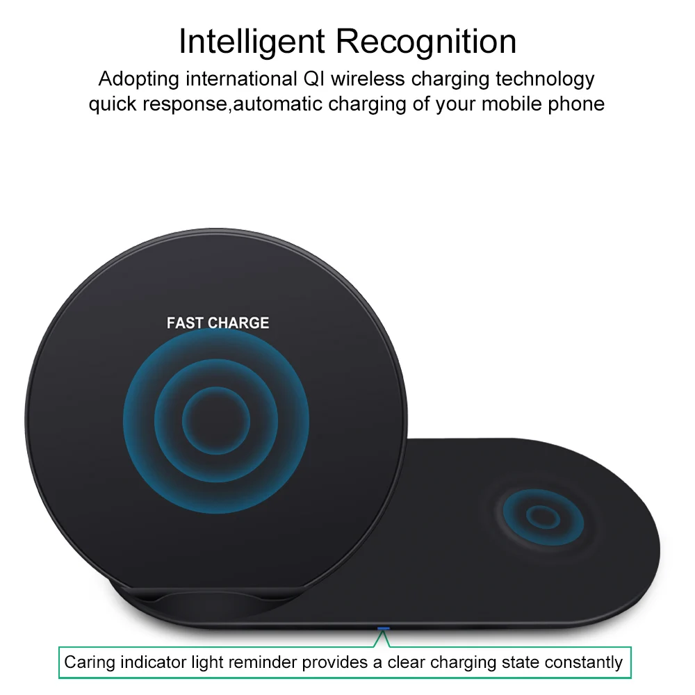Ascromy For Samsung 10W Wireless Charger Fast Charge Stand Pad For Samsung Watch Gear S4 S3 S2 Galaxy S9 S8 Plus S7 S6 Note 9 8 (4)