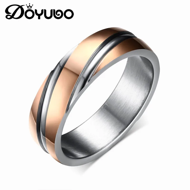 Кольца DOYUBO из нержавеющей стали цвета розового золота в Корейском стиле для