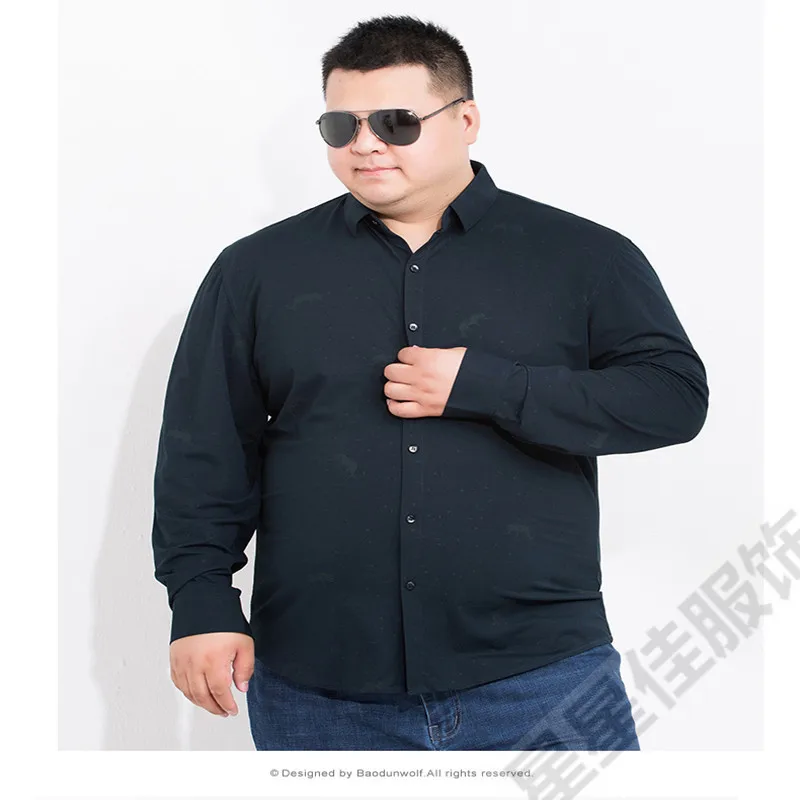 Плюс 8XL 6XL 5XL Новая Осенняя Модная брендовая мужская одежда Slim Fit Мужская рубашка с длинными рукавами Мужская Повседневная рубашка в горошек