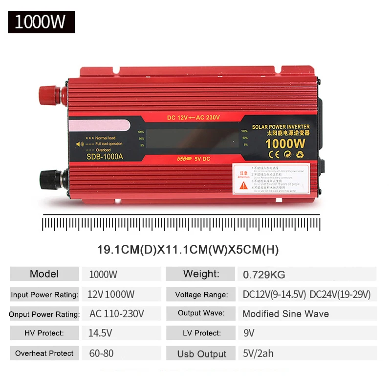 For KIA RIO Cerato Sportage Car Inverter 12v 220v Power Inverters DC AC Voltage Converter 2000W 1000W Auto Adapter LED Charger (3)