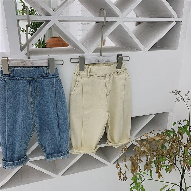 

Spring Autumn fashion girls patchwork jeans kids 2 colors loose harem denim pants
