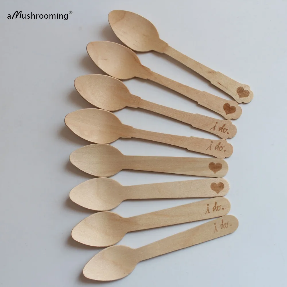 Personalized Unique Lettering Wedding Wooden Spoons Tasting Spoons