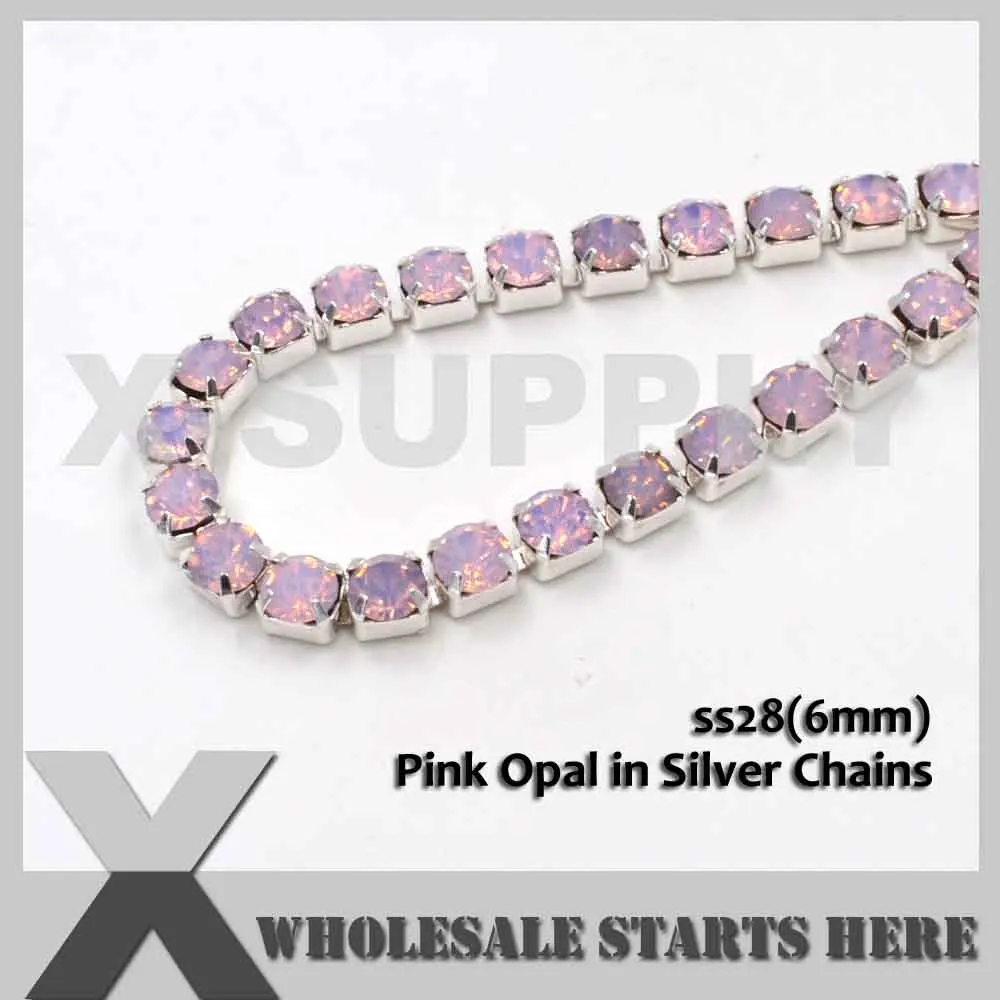 P1 SS28(6 мм) Серебряный плотный Кубок из горного хрусталя цепи, используется для свадеб, обуви, украшения одежды - Цвет: Pink Opal