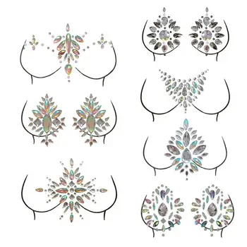 

7 Styles Adhesive Sticky Gems Sticker Makeup Face Glitter Body Gem Bling Breast Stickers Party Self Adhesive Body Paint Decal