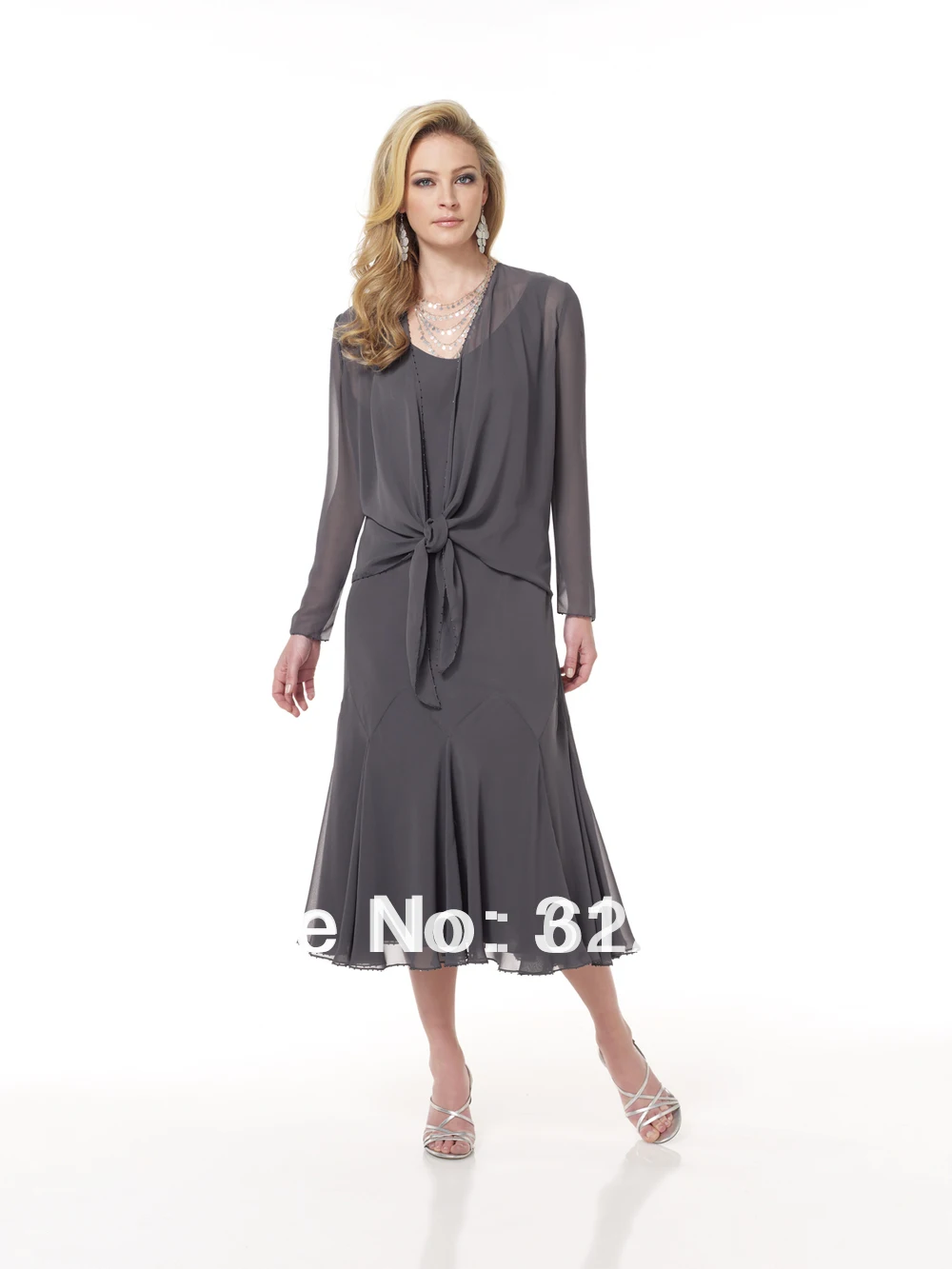 Mother Of The Bride Dresses Tea Length With Jacket 5