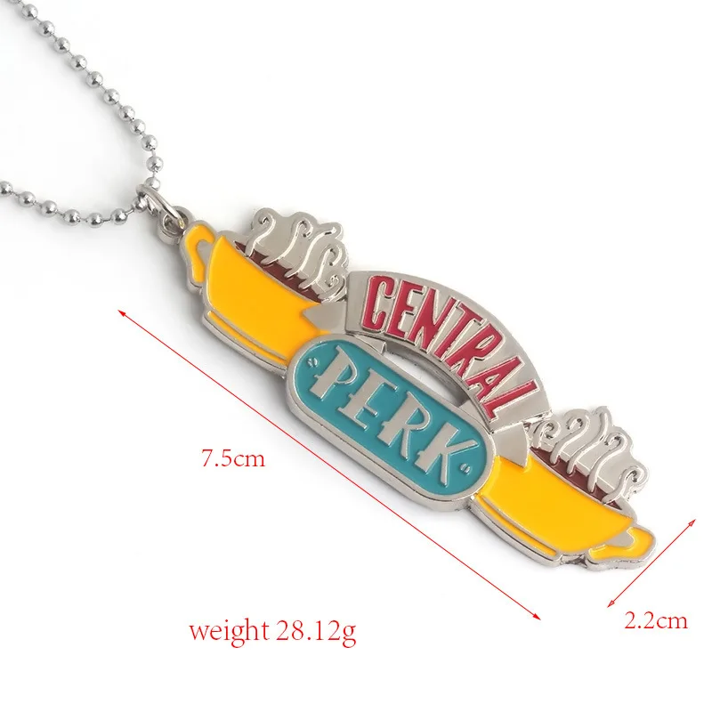 silver necklace Модные детские толстовки с капюшоном с Central perk, брелки для ключей, Подвески эмаль Кофе время логотип автомобильный брелок колье-чокер Best Friend» рождественские украшения подарок - Цвет: silver necklace