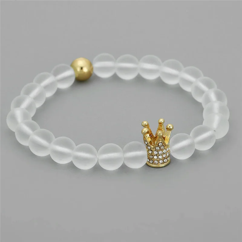 Украшения из натурального белого абразивного бисера микро циркония Ши хуангуань эластичные бусины силы женские браслеты с орнаментами