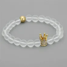 Украшения из натурального белого абразивного бисера микро циркония Ши хуангуань эластичные бусины силы женские браслеты с орнаментами