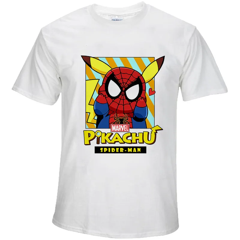 

BTFCL Pokemon Marvel The Avengers END GAME Tshirt Men Women Anime Graphic 90s Pikachu Print T Shirt Cartoon Tops Camiseta