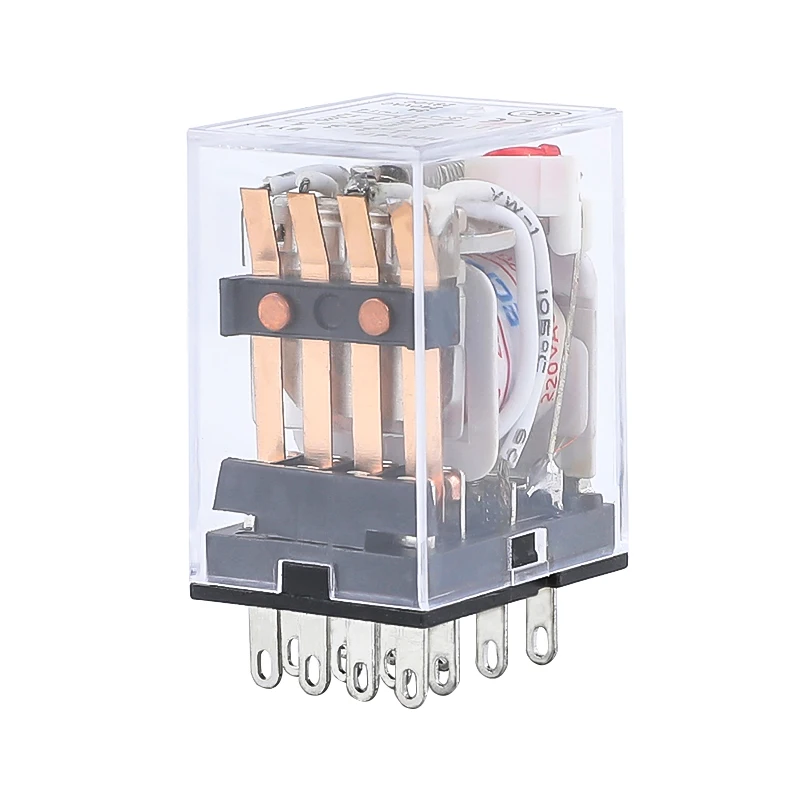 HH54P MY4NJ Electromagnetic Relays 4PDT 4NO 4NC AC 220V 110V DC 24V 12V 3A Power Relay Switch Socket Base Silver Contacts 14 Pin