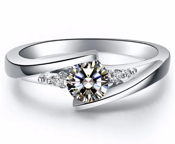 CC Винтаж кольца из стерлингового серебра 925 для Для женщин Подвески белый золотистого цвета, Свадебный ювелирное изделие Свадьба Помолвка вечерние кольцо аксессуары