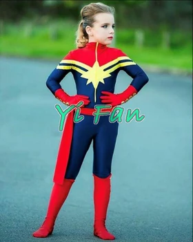 

Kids Ms Costume Captain Superhero Costume Spandex Cosplay Costume for Halloween Zentai Bodysuit Hot Sale