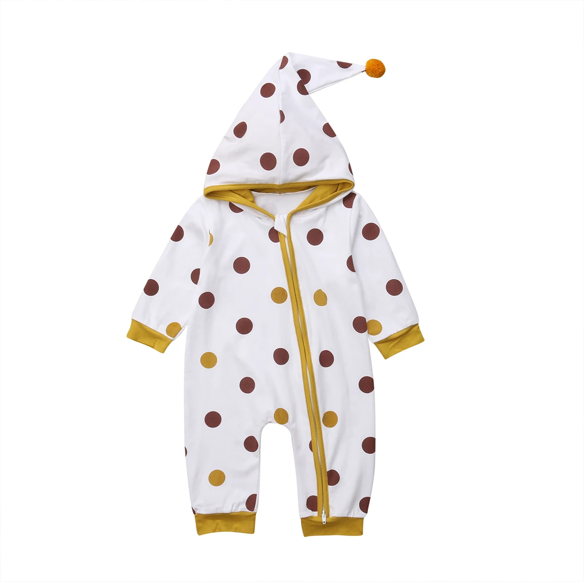 Emmababy/комбинезон с капюшоном на молнии для новорожденных мальчиков и девочек, Осенний теплый комбинезон, комплекты одежды - Цвет: Цвет: желтый