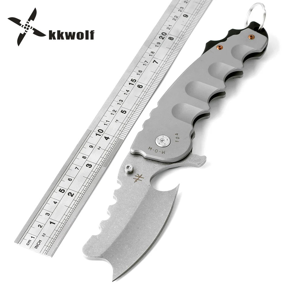 

KKWOLF Beast Large folding knife full length 23.0cm Bearing ball system Outdoor tactical fighting hunting knife CNC washing tool