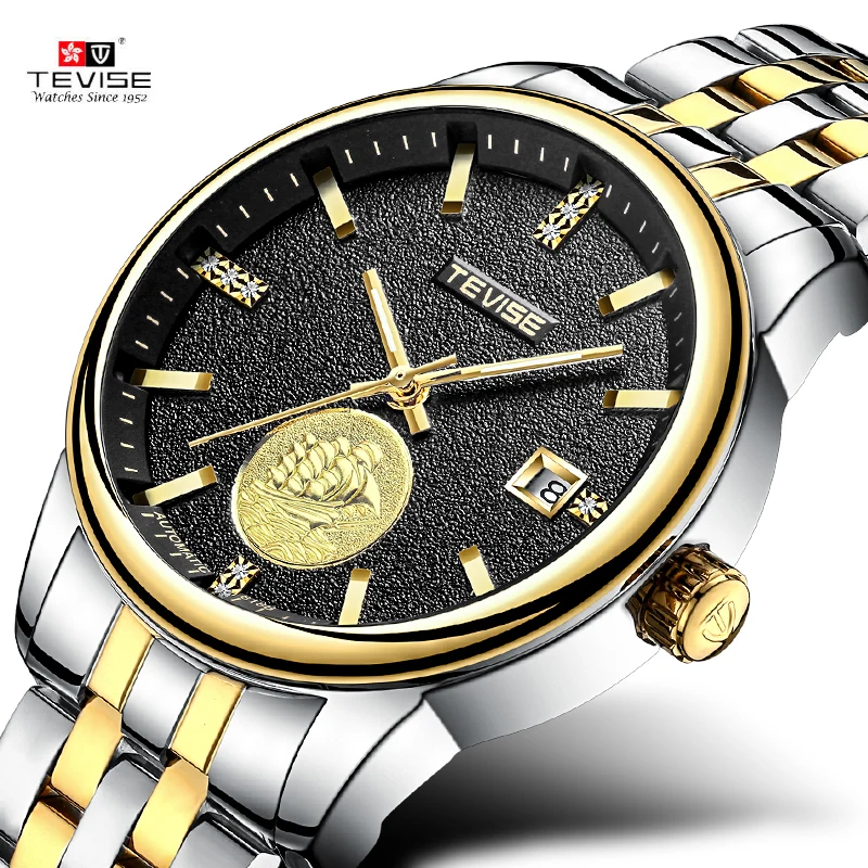 New authentic fashion sail automatic mechanical mens watches top brand luxury luminous calendar men watch clock декор adex ocean relieve caspian top sail 15x15