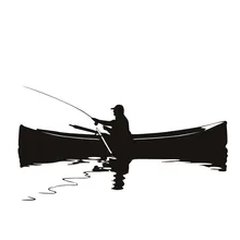 Retro Home Decor Wall Mural A Man Fishing On The Boat Wall Sticker Living Room Background Decoration