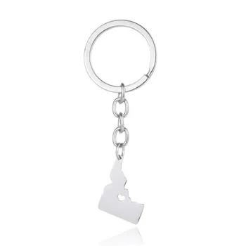 

Trendy Idaho Map Keychain Key Ring Stainless Steel ID Map Bag Car Keychain Women Men Girl Boy Map Jewellery Gift
