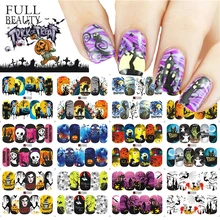 Полная красота 1 КОМПЛЕКТ Хэллоуин переводная Вода Дизайн Ногтей Стикер Череп Призрак клоун Тыква Маникюр слайдер для ногтей Наклейка Декор CHSTZ/A