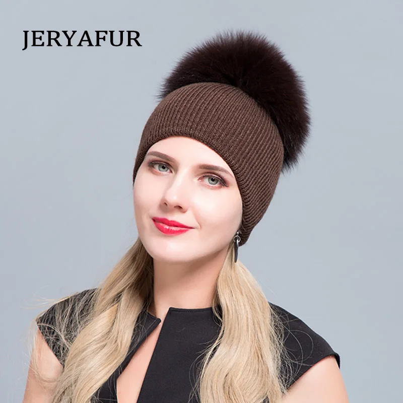 Лидер продаж модная Русская Шапка JERYAFUR из шерсти лисы вязаная двухслойная шапка