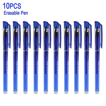 

DELVTCH 10PCS/set 0.5mm Magic Erasable Pen Blue Balck Ink Erasable Gel Pen Refill School Student Stationery for Children Gift
