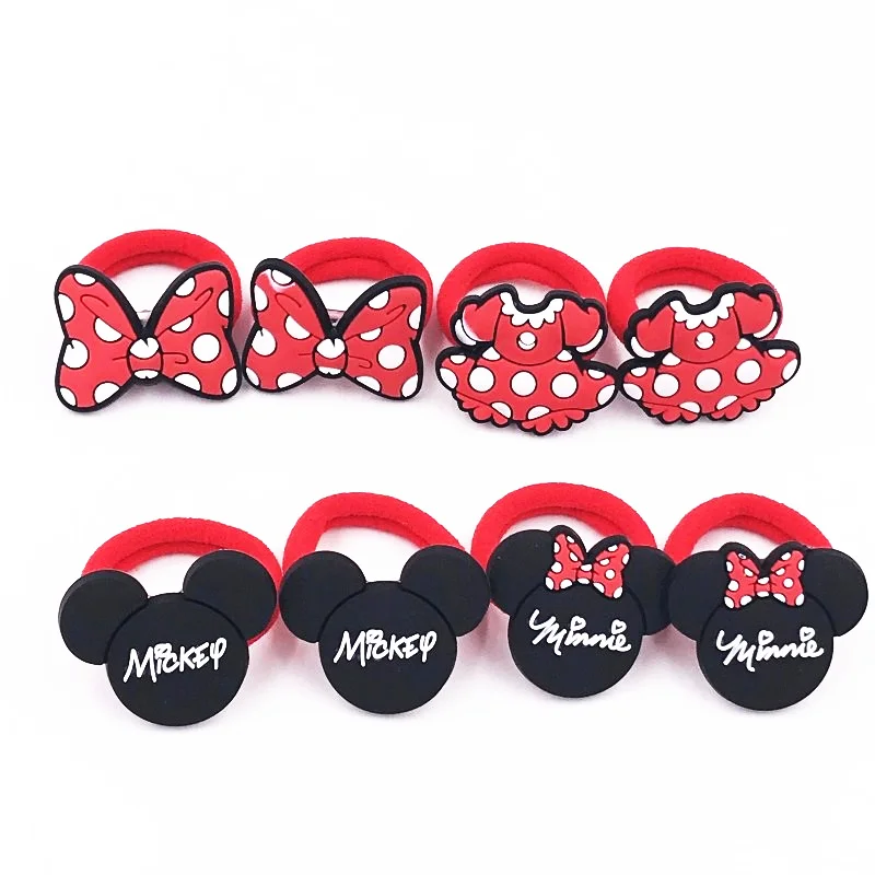 

8Pcs Cute Kids Cartoon Minnie Mickey Elastic Hair Bands Girls Scrunchy Hair rope Children Hair Accessories Rubber Hair Bands
