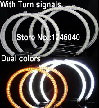 

White&amber dual color DRL Turn signal light LED Angel eyes kit for BMW E53 X5 1999-2004 halo ring pre-facelift Super Brightness