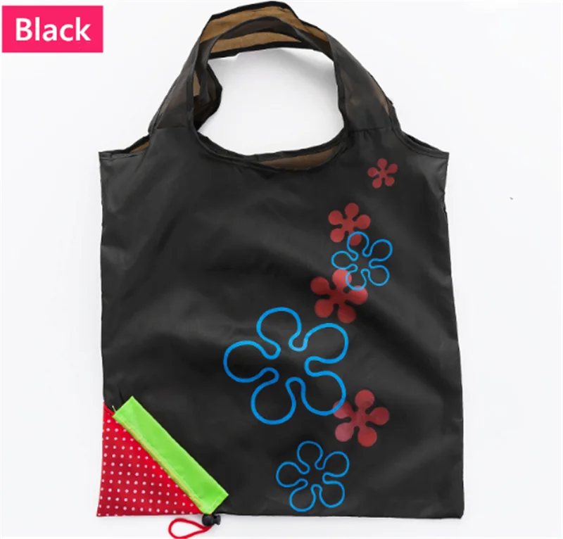 Горячая креативная Экологичная сумка для хранения сумки клубника складные сумки многоразового использования для покупок складной продуктовый нейлоновый эко-сумка - Цвет: Черный
