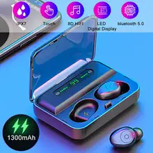 TWS bluetooth 5,0 наушники светодиодный дисплей Smart Touchs 8D стерео IPX7 водонепроницаемые беспроводные наушники гарнитура 1300 мАч зарядная коробка