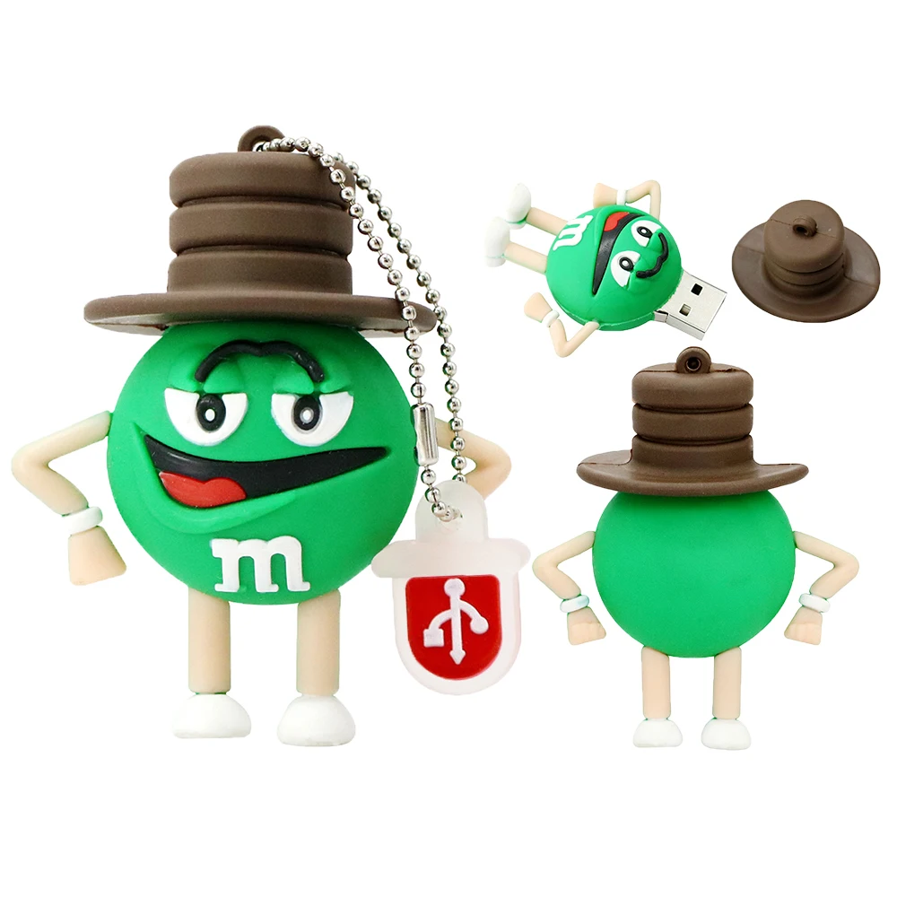 Супер милый USB 2,0 мультфильм шоколад M& M радужные бобы USB флеш-накопитель 4 ГБ 8 ГБ 16 ГБ 32 ГБ 64 ГБ Флешка флеш-карта памяти подарки