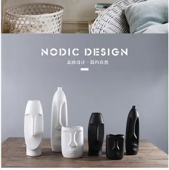 

handmade creative white ceramic human face vase modern minimalist fashion home decorations ornaments bone china abstract vase
