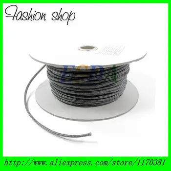 

10M/ Lot 3mm Carbon Tight Braided Round PET Expandable Sleeving