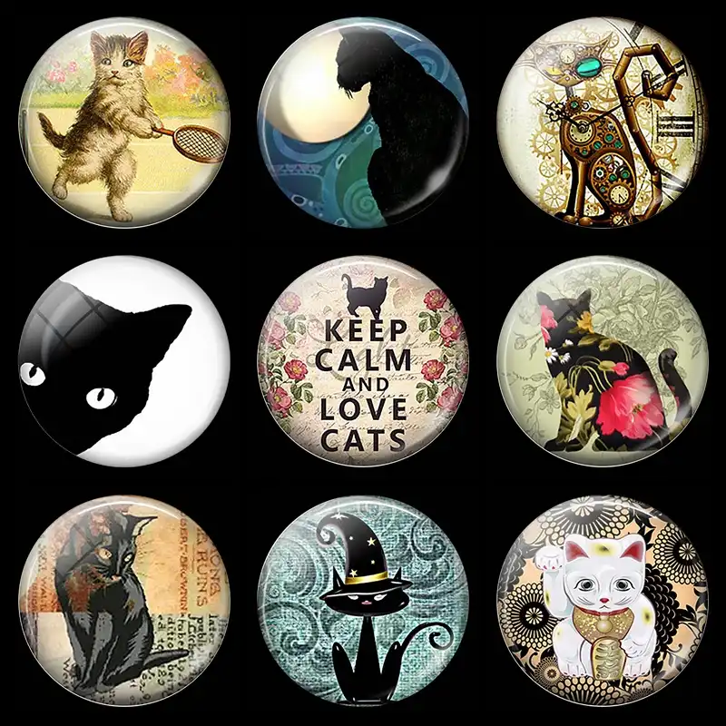 Keep Calm and Love Cats 30 мм магнит на холодильник, подарок для кошки, стеклянный кабошон, магнитные стикеры на холодильник, держатель для заметок, дом...