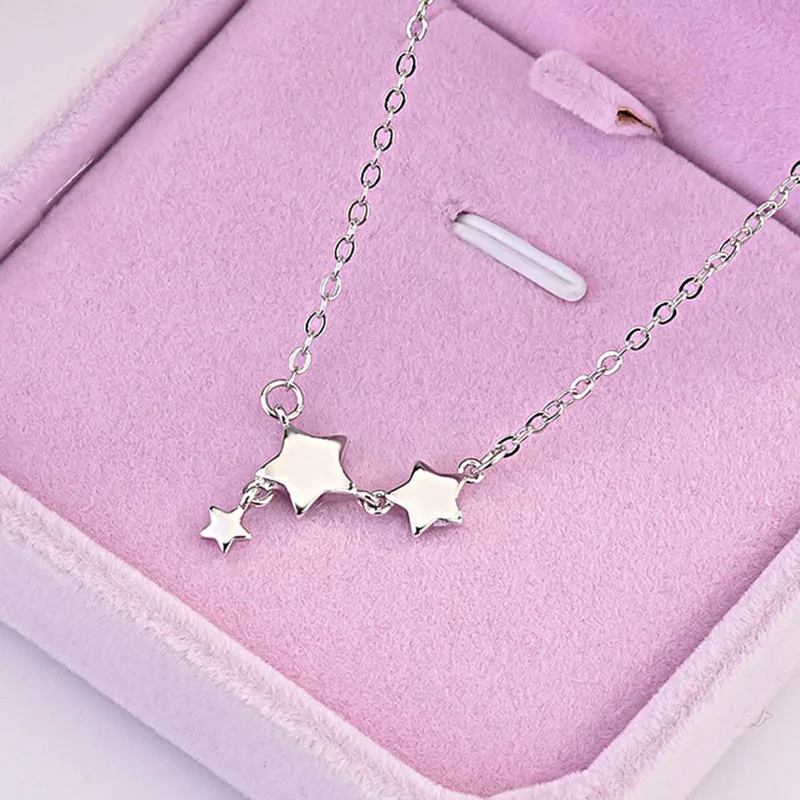 

New Simple Korean Three Crystal Five-pointed Star Pendant Necklace Statement Ladies Necklace Jewelry Gift