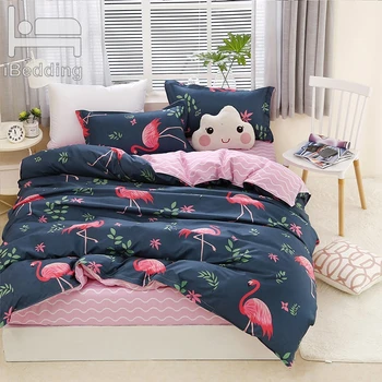 

New Flamingo Cartoon Bedding Set 3/4pcs Duvet Cover Sets Soft Bed Linen Flat Sheet Pillowcase Home Textile DropShipping