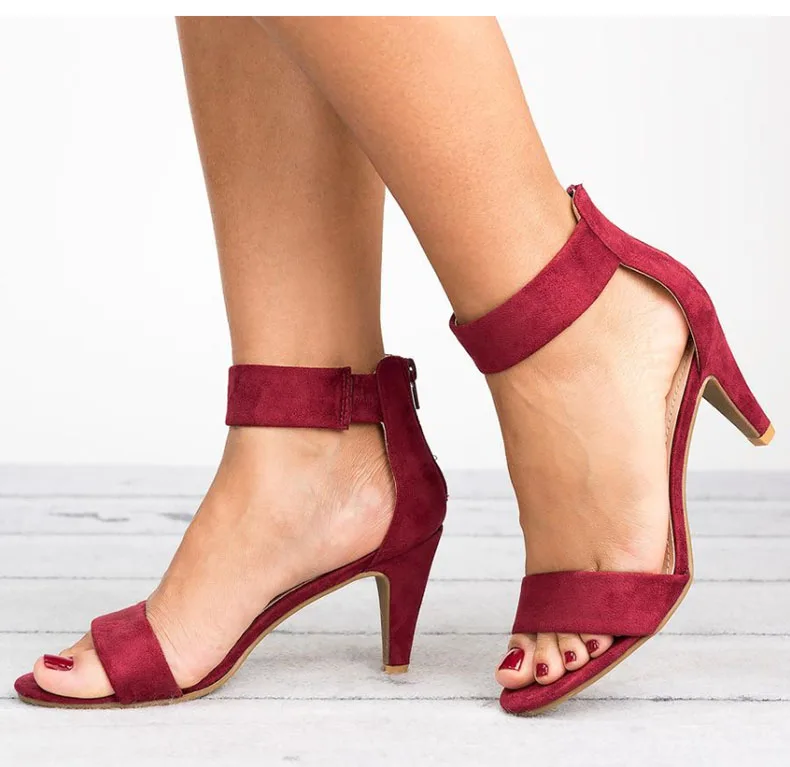 Женские босоножки Летняя обувь с открытым носком, босоножки на высоком каблуке 5 см Женская обувь на тонком каблуке, большой размер 43 г. Женская обувь, Sandalias Mujer